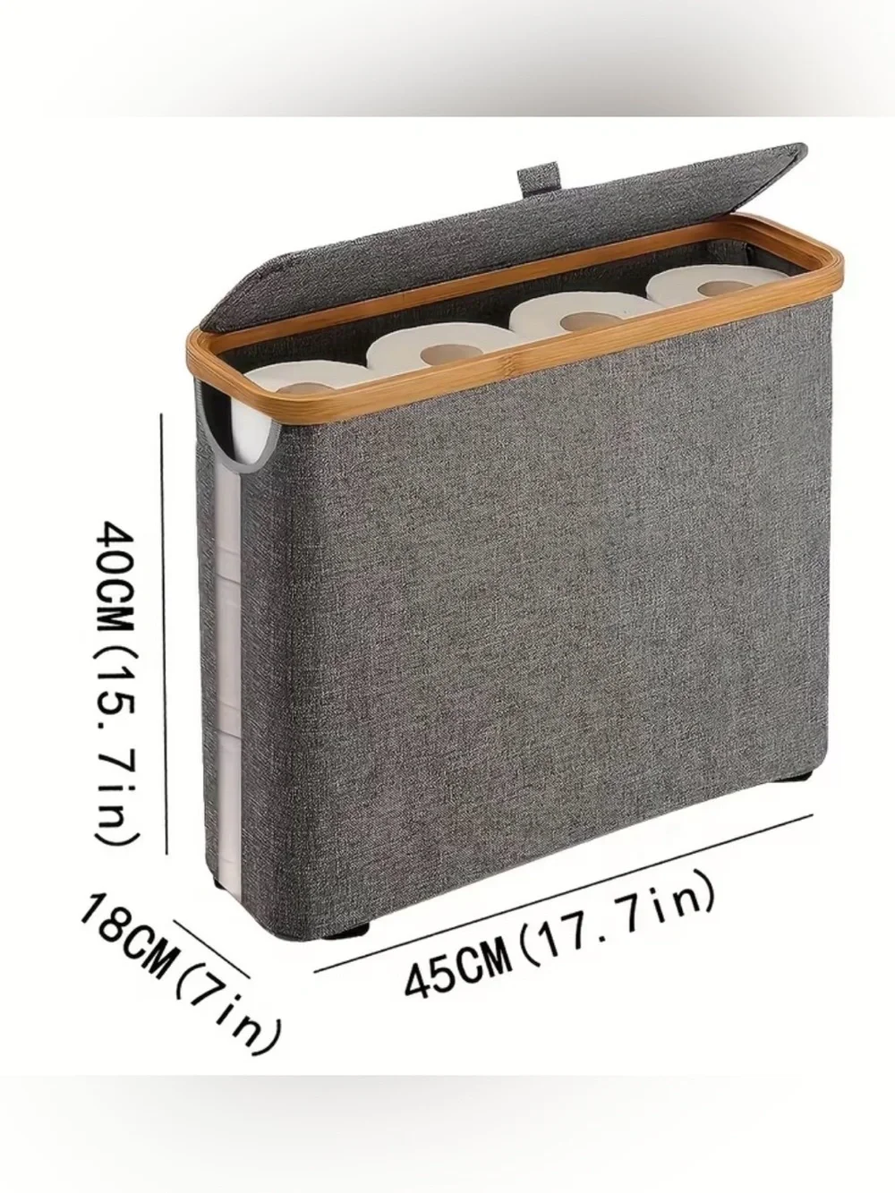 NWT-Bulado Multi-Functional 17.7” x 15.7” x 7” Gray Bamboo Frame Storage Basket